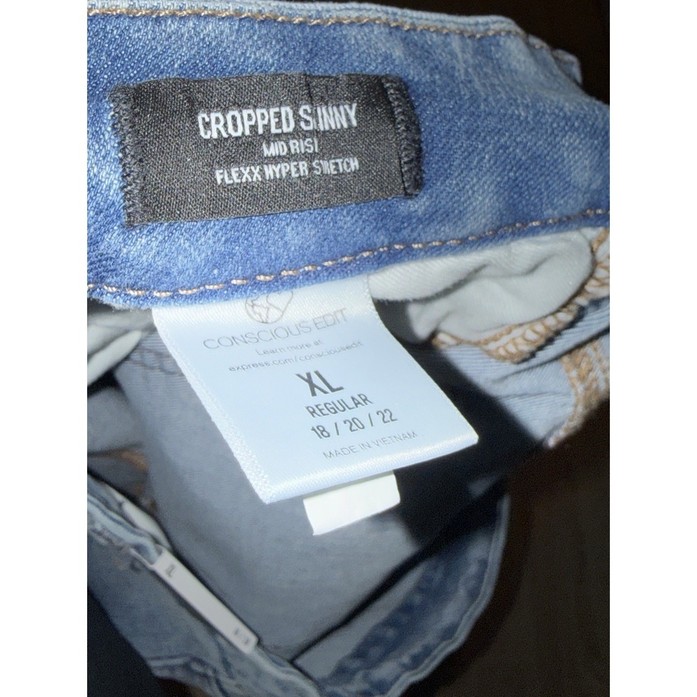 Women's Express Cropped Skinny Mid Rise Flexx Hyper Stretch Jeans Size XL 18/20 - Picture 3 of 4